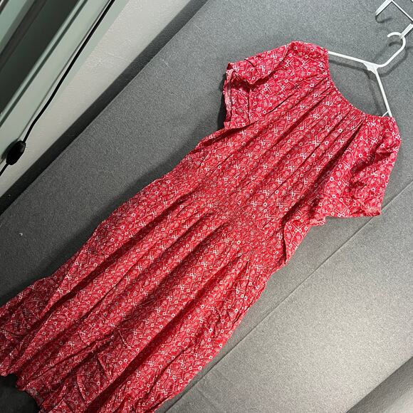 Destination 365 Regular Printed Short-Sleeve Midi Dress Red Abstract Size 1X - Picture 2 of 15